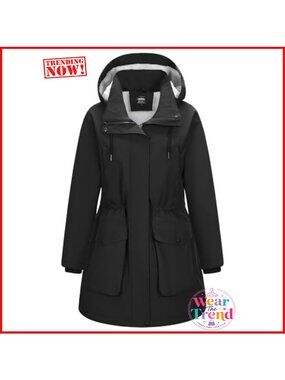 Waterproof Fleece Lined Hooded Parka Winter Coat
